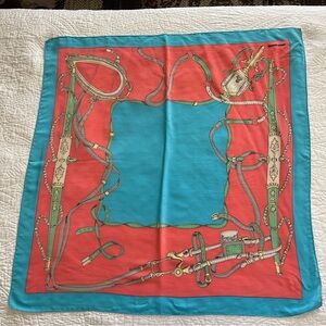 Vintage Rodier of Paris Pink and Teal Scarf